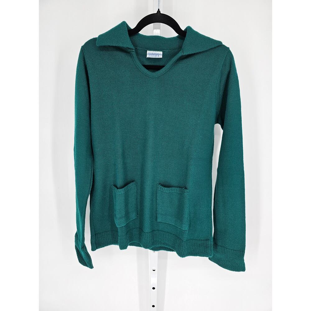 Sears Teal Orlon Acrylic Long Sleeve Collared-Neck Sweater Size 40